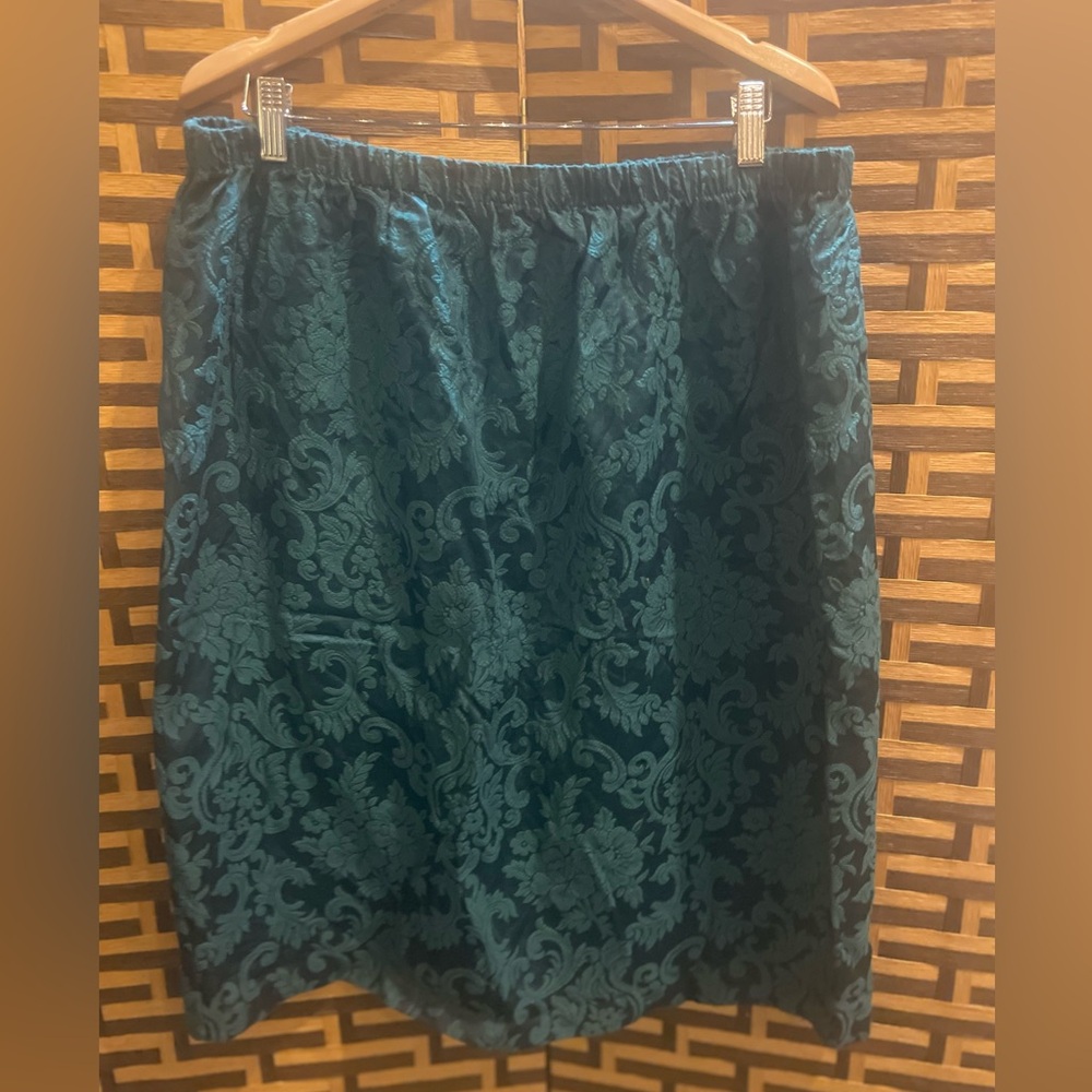 NO TAGS VINTAGE green damask pencil skirt women’s 22w